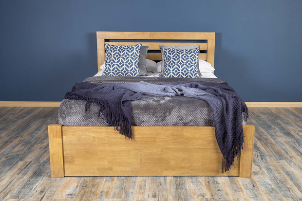 Goodwood Medium Oak Ottoman Storage Bed Frame - 6ft Super King - The Oak Bed Store