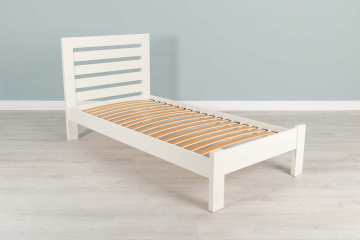 Goodwood Soft White Solid Wood Bed Frame - 3ft Single - The Oak Bed Store