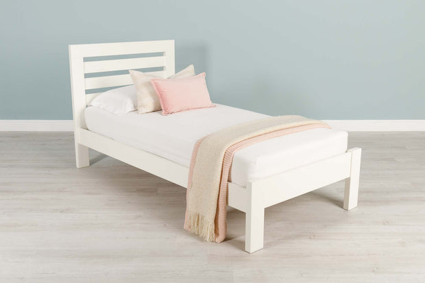 Goodwood Soft White Solid Wood Bed Frame - 3ft Single - The Oak Bed Store