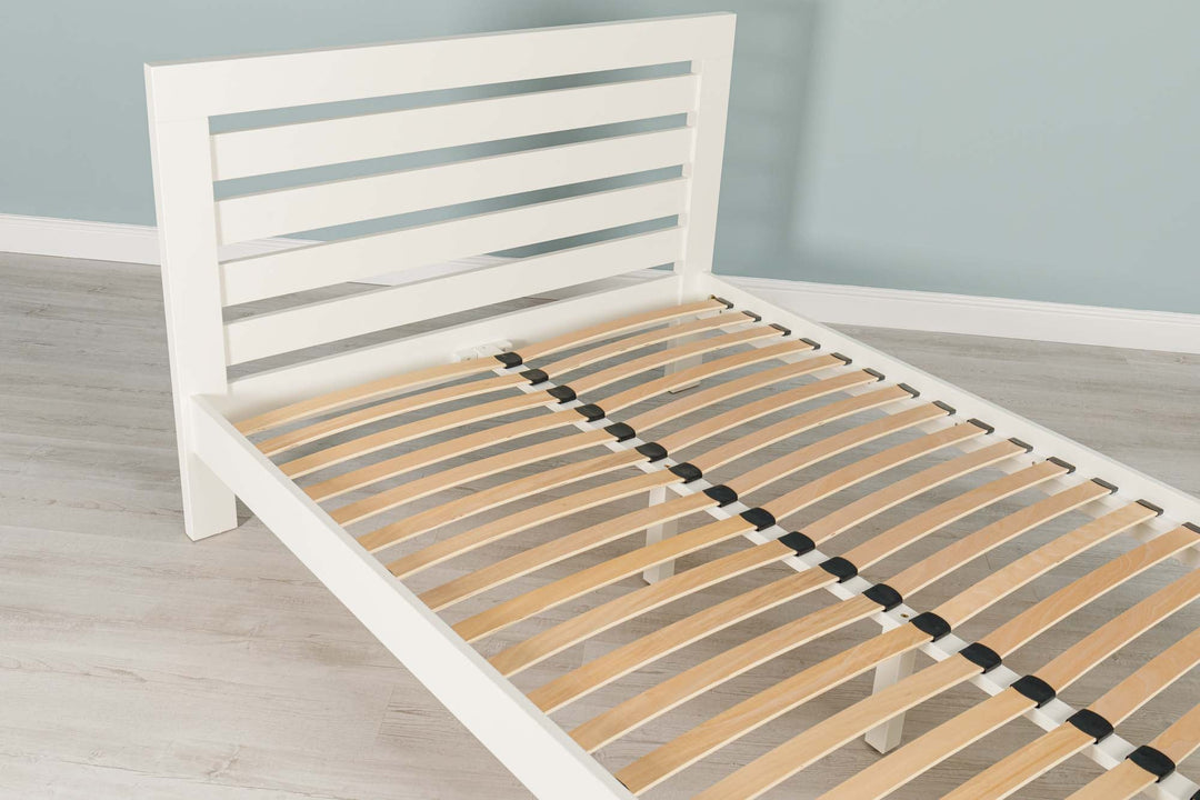 Goodwood Soft White Solid Wood Bed Frame - 4ft Small Double - The Oak Bed Store