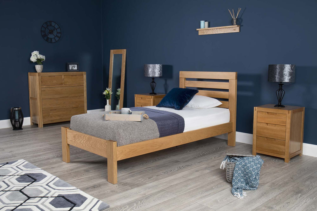 Goodwood Solid Natural Oak Bed Frame - 3ft Single - The Oak Bed Store