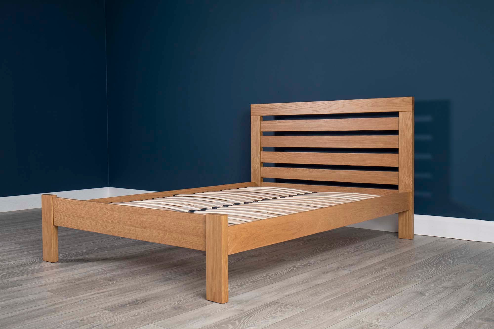 Goodwood Solid Natural Oak Bed Frame 4ft6 Double Solid Oak With Real Oak Veneer 4ft6 Double Natural Oak