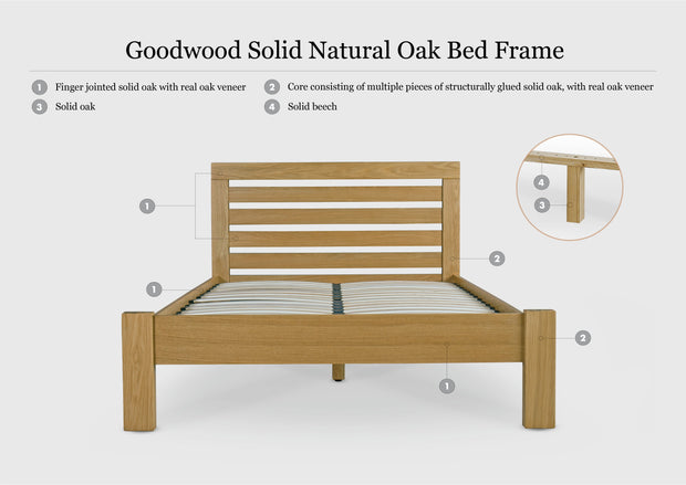 Goodwood Solid Natural Oak Bed Frame - 6ft Super King - The Oak Bed Store