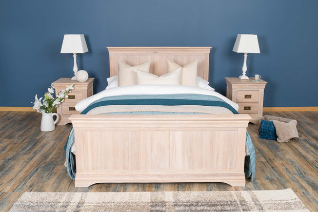 Hampshire White Washed Natural Oak 2 Drawer Bedside Table - The Oak Bed Store