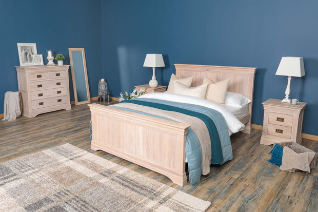 Hampshire White Washed Natural Oak 2 Drawer Bedside Table - The Oak Bed Store