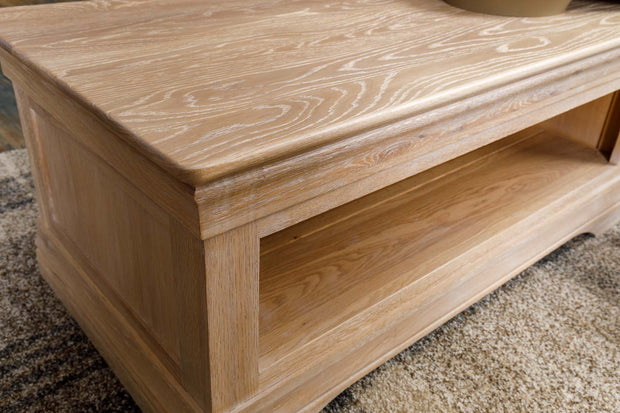 Hampshire White Washed Natural Oak Coffee Table - The Oak Bed Store