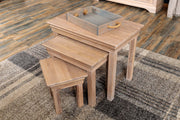 Hampshire White Washed Natural Oak Nest of 3 Tables - The Oak Bed Store