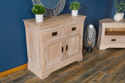 Hampshire White Washed Natural Oak Small Sideboard - The Oak Bed Store