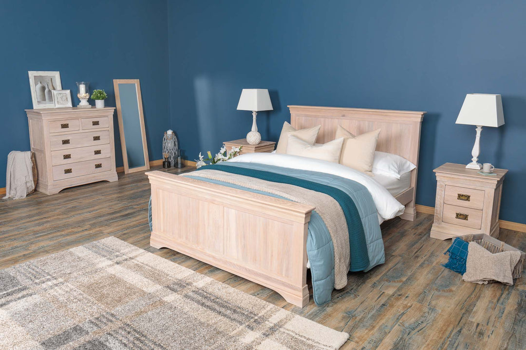 Hampshire White Washed Solid Natural Oak Bed Frame - 5ft King Size - The Oak Bed Store