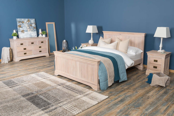 Hampshire White Washed Solid Natural Oak Bed Frame - 5ft King Size - The Oak Bed Store