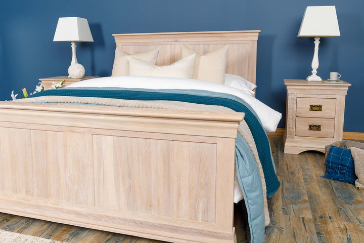 Hampshire White Washed Solid Natural Oak Bed Frame - 6ft Super King - The Oak Bed Store