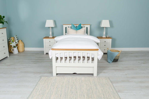 Heywood Soft White & Natural Oak Solid Wood Guest Bed - 3ft Single - The Oak Bed Store
