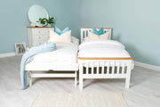 Heywood Soft White & Natural Oak Solid Wood Guest Bed - 3ft Single - The Oak Bed Store