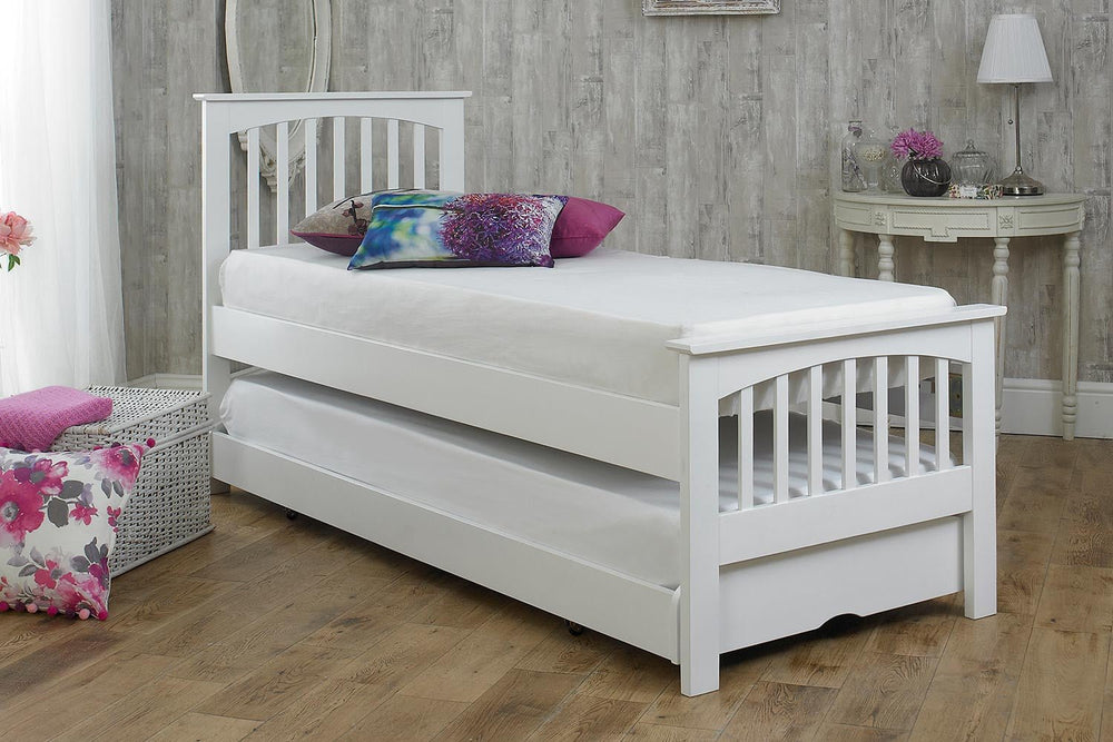 Heywood Soft White Solid Wood Guest Bed - 2ft6 Small Single - The Oak Bed Store