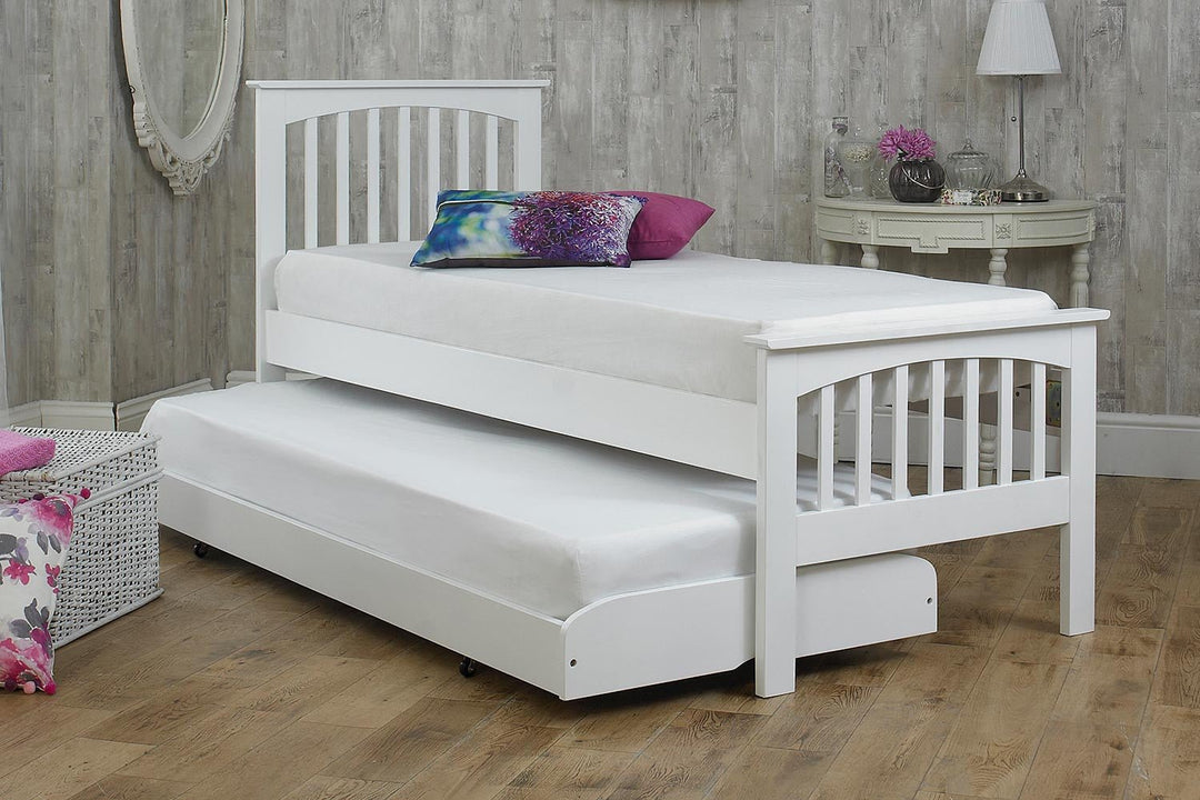 Heywood Soft White Solid Wood Guest Bed - 2ft6 Small Single - The Oak Bed Store