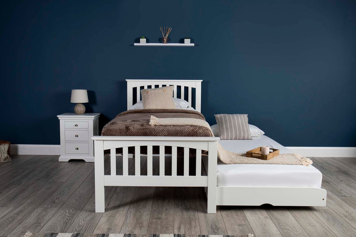 Heywood Soft White Solid Wood Guest Bed - 3ft Single - The Oak Bed Store