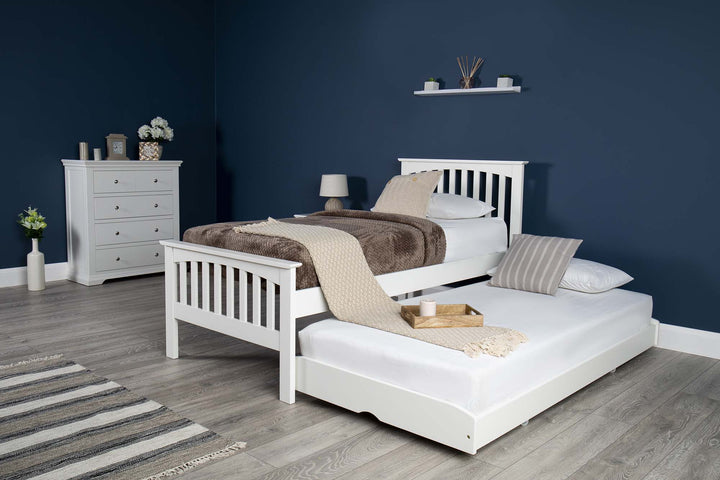 Heywood Soft White Solid Wood Guest Bed - 3ft Single - The Oak Bed Store