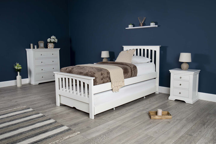 Heywood Soft White Solid Wood Guest Bed - 3ft Single - The Oak Bed Store