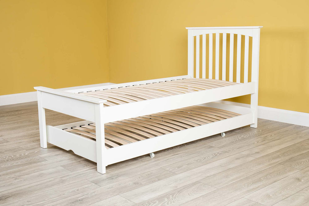 Heywood Soft White Solid Wood Guest Bed (Low Foot End) - 3ft Single - The Oak Bed Store