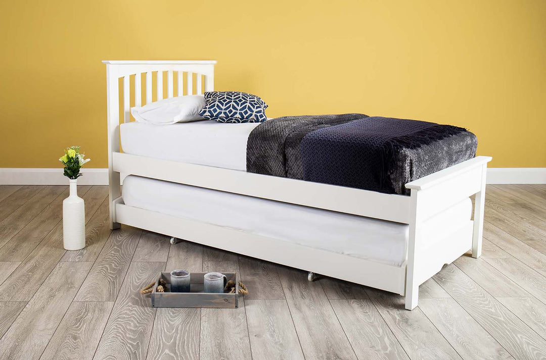 Heywood Soft White Solid Wood Guest Bed (Low Foot End) - 3ft Single - The Oak Bed Store