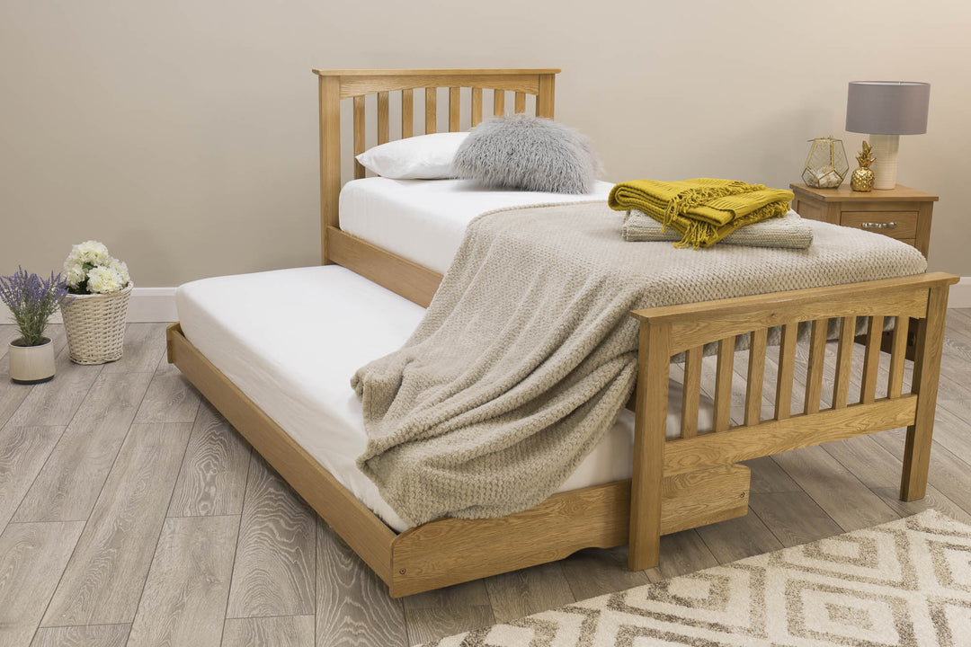 Heywood Solid Natural Oak Guest Bed - 3ft Single - The Oak Bed Store