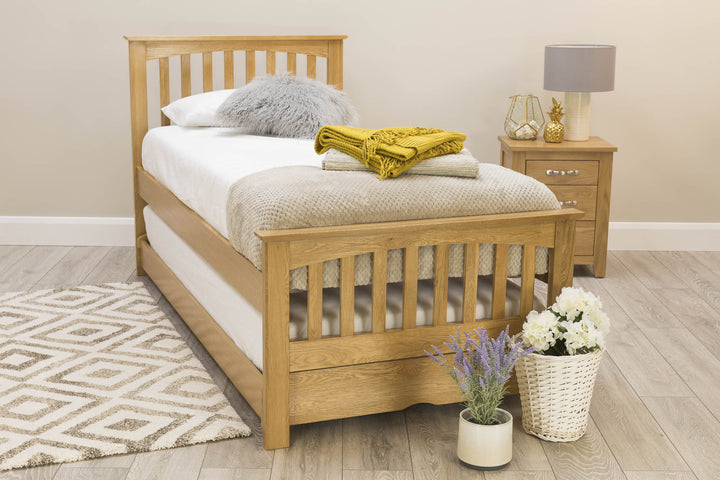 Heywood Solid Natural Oak Guest Bed - 3ft Single - The Oak Bed Store