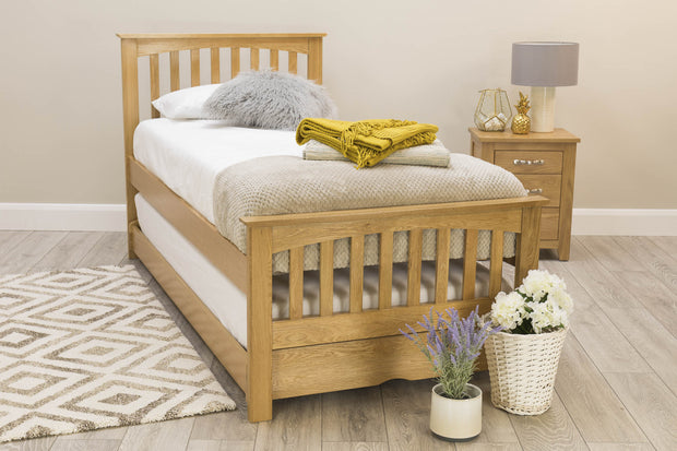 Heywood Solid Natural Oak Guest Bed - 3ft Single - The Oak Bed Store