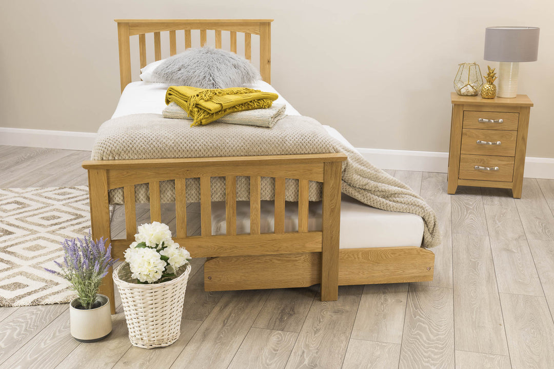 Heywood Solid Natural Oak Guest Bed - 3ft Single - The Oak Bed Store