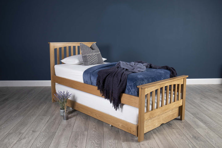 Heywood Solid Natural Oak Guest Bed - 3ft Single - The Oak Bed Store