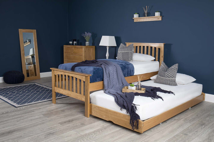 Heywood Solid Natural Oak Guest Bed - 3ft Single - The Oak Bed Store