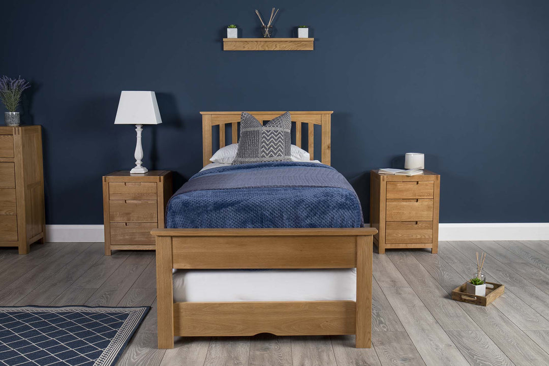 Heywood Solid Natural Oak Guest Bed (Low Foot End) - 3ft Single - The Oak Bed Store