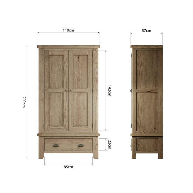 Howten 2 Door Double Wardrobe - The Oak Bed Store