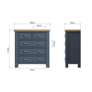 Howten 2 Over 3 Drawer Chest of Drawers - The Oak Bed Store