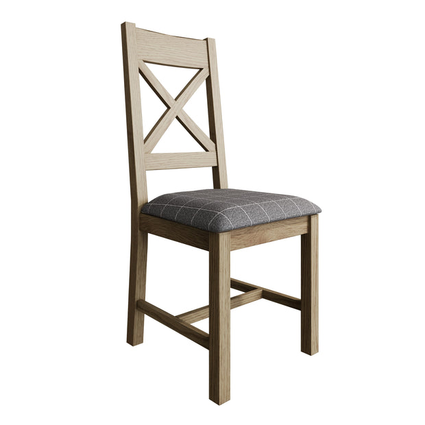 Howten Cross Back Dining Chair - Grey Check (Set of 2) - The Oak Bed Store