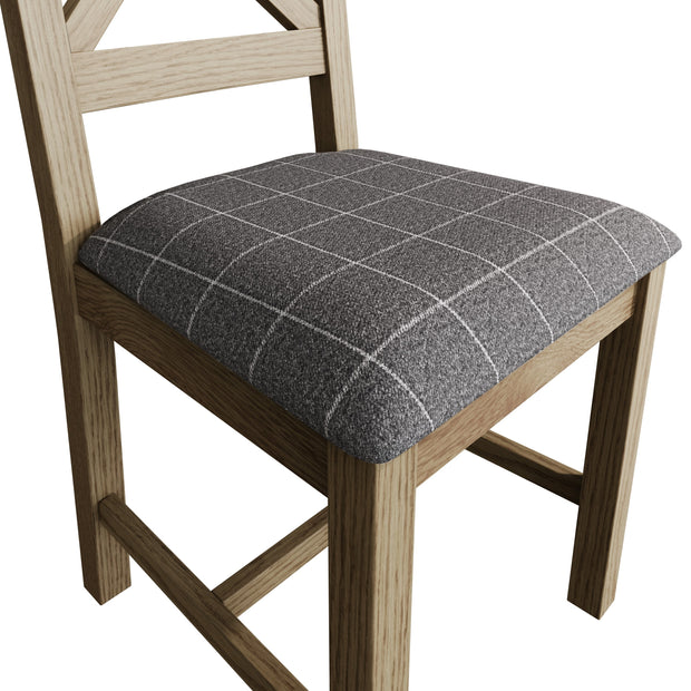 Howten Cross Back Dining Chair - Grey Check (Set of 2) - The Oak Bed Store