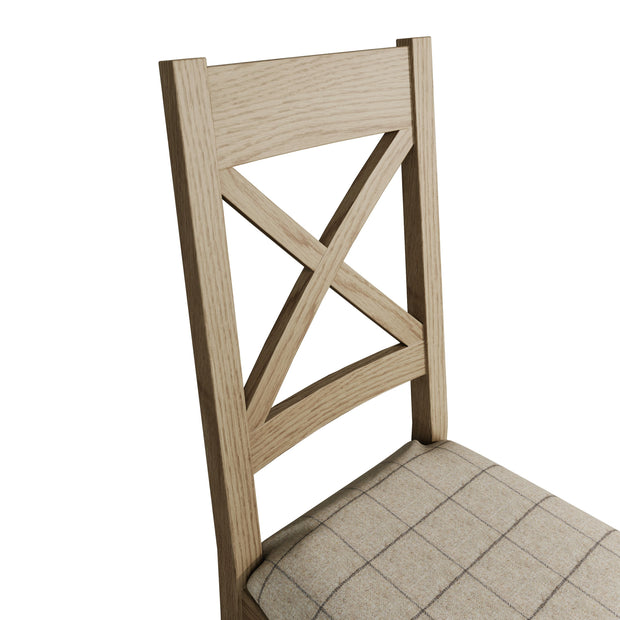 Howten Cross Back Dining Chair - Natural Check (Set of 2) - The Oak Bed Store