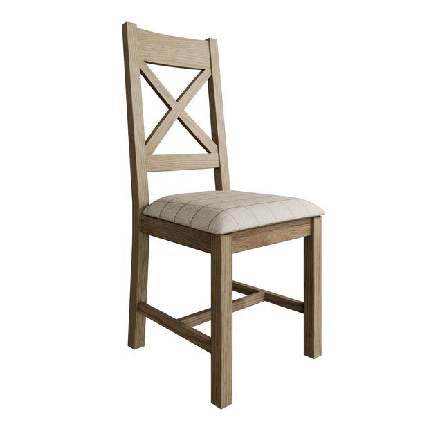 Howten Cross Back Dining Chair - Natural Check (Set of 2) - The Oak Bed Store