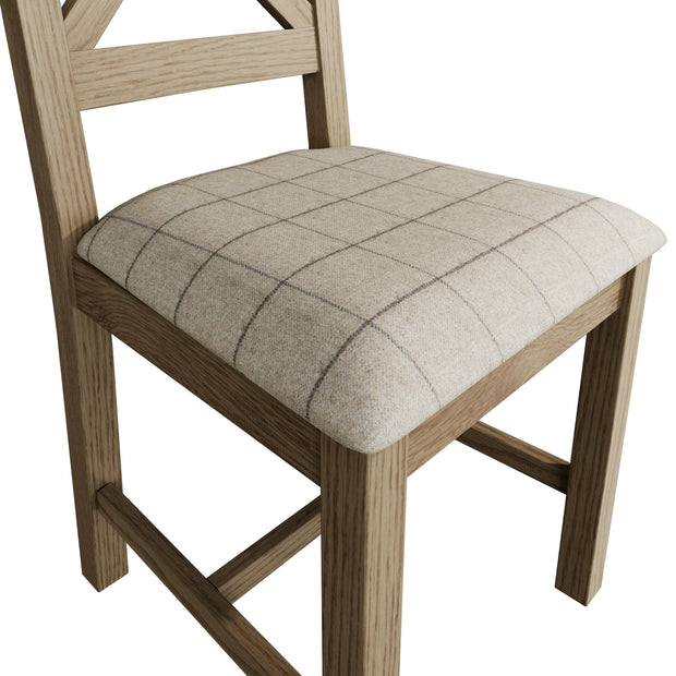 Howten Cross Back Dining Chair - Natural Check (Set of 2) - The Oak Bed Store