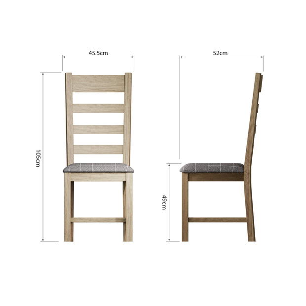 Howten Slatted Dining Chair - Grey Check (Set of 2) - The Oak Bed Store