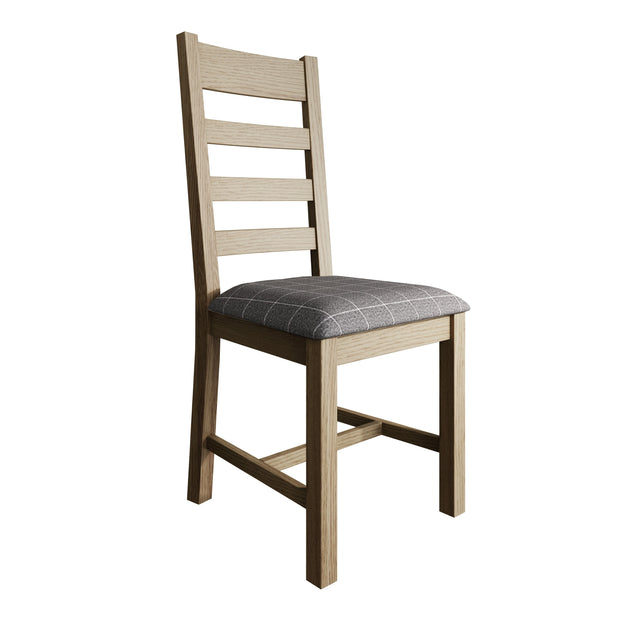 Howten Slatted Dining Chair - Grey Check (Set of 2) - The Oak Bed Store