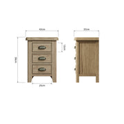 Howten Standard 3 Drawer Bedside Table - The Oak Bed Store