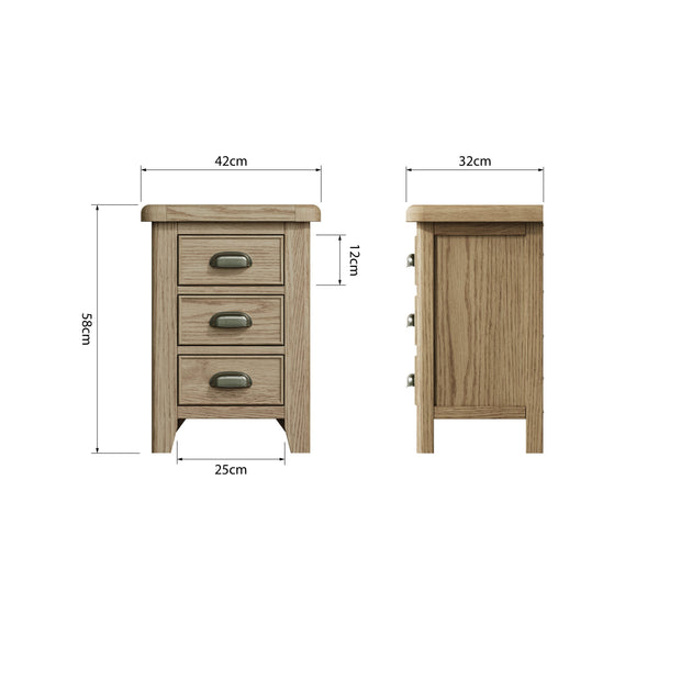Howten Standard 3 Drawer Bedside Table - The Oak Bed Store