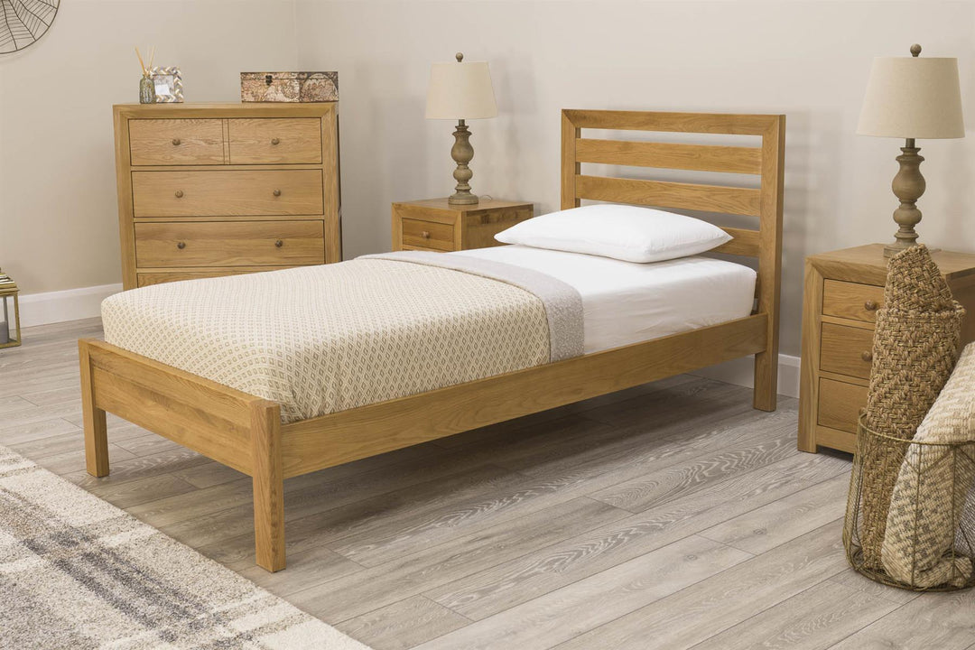 Kensington Solid Natural Oak Bed Frame - 3ft Single - The Oak Bed Store