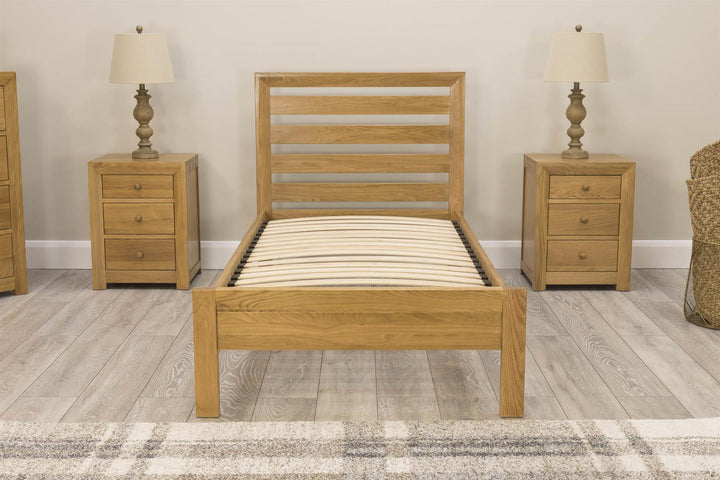 Kensington Solid Natural Oak Bed Frame - 3ft Single - The Oak Bed Store