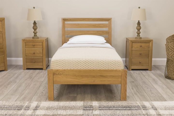 Kensington Solid Natural Oak Bed Frame - 3ft Single - The Oak Bed Store