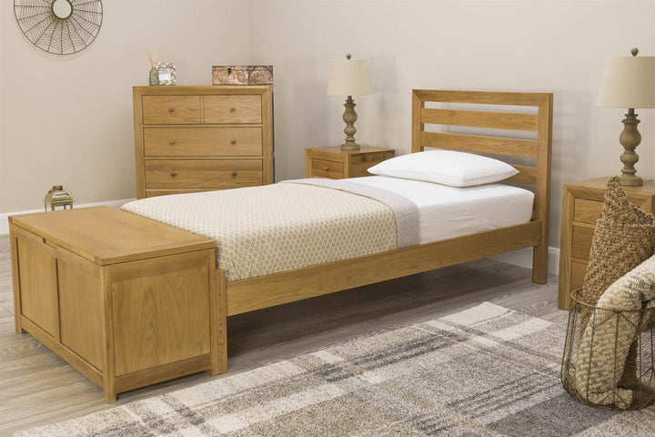 Kensington Solid Natural Oak Bed Frame - 3ft Single - The Oak Bed Store