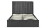 Langley Velvet Fabric Ottoman Storage Bed Frame - 4ft6 Double - The Oak Bed Store