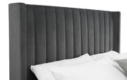 Langley Velvet Fabric Ottoman Storage Bed Frame - 6ft Super King - The Oak Bed Store