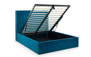 Langley Velvet Fabric Ottoman Storage Bed Frame - 6ft Super King - The Oak Bed Store