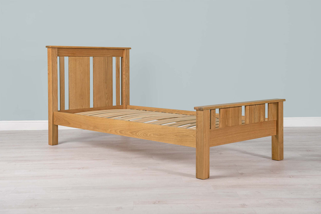 Lyon Solid Natural Oak Bed Frame - 3ft Single - The Oak Bed Store